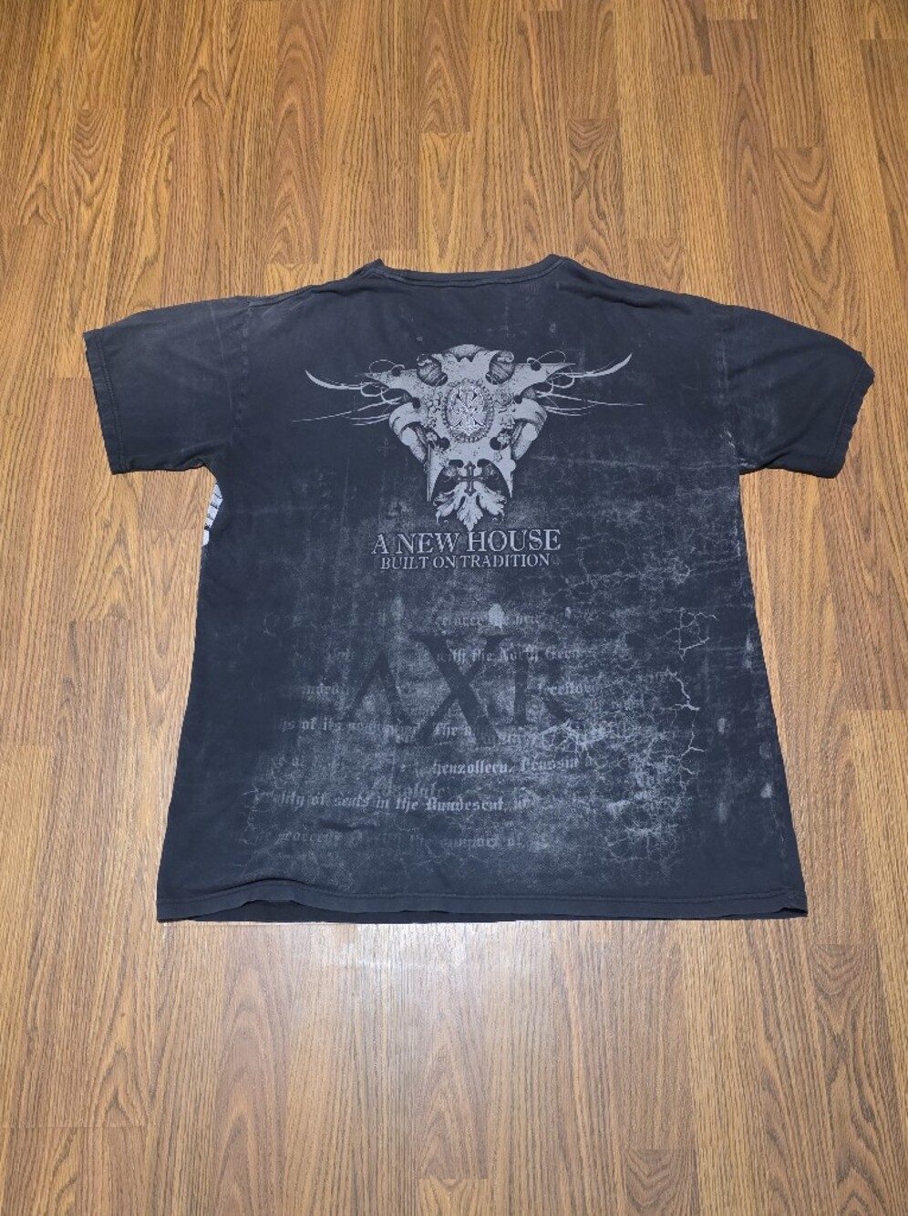 XZAVIER Mens XXL Black Winged Cross Graphic T Shirt Y2K Biker Tattoo Streetwear - Picture 5 of 8